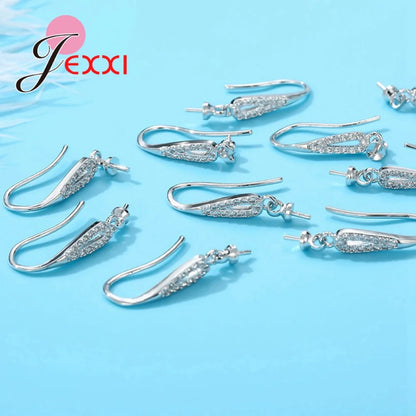 Big Promotion Genuine 925 Stamp Sterling Silver Color Earrings Findings Sparkling Earring Hooks Three Style For Choice Wholesale