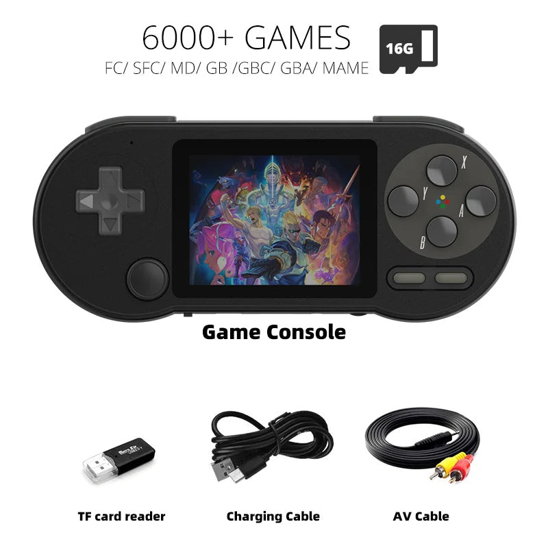 DATA FROG SF2000 Portable Handheld Game Console 3 inch Retro Game Consoles Built-in 6000 Games Classic Mini Video Games for Kids