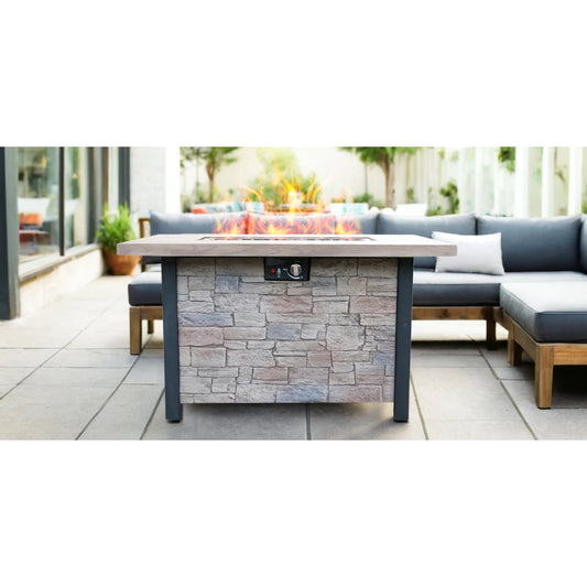 44" W x 25" H Outdoor Patio Propane Gas Fire Pit Table - 50,000 BTU High-temperature-resistant carving process