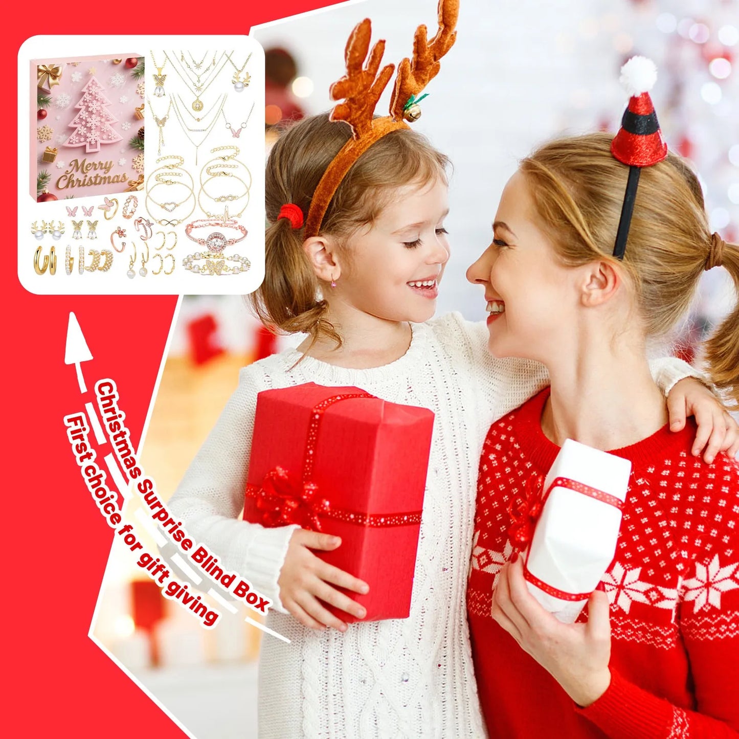 Christmas Countdown Calendar 24 Days Christmas Decorative Countdown Advent Calendar Necklace Bracelet Earrings Christmas Gifts