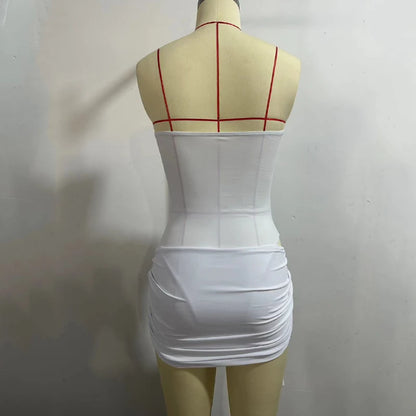 BEACHCICI Women's Bikini One Piece Summer Fashion Sexy Solid Strapless Backless Sleeveless Slim Hollow Beach Holiday Swimwear