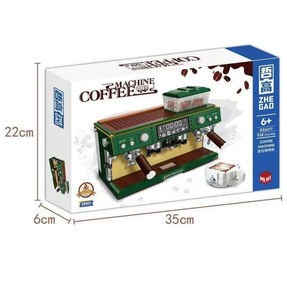 Classic Creative Coffee Machine Mini Diamond Model Building Blocks MOC Construction Bricks Collection Toy Children Xmas Gift