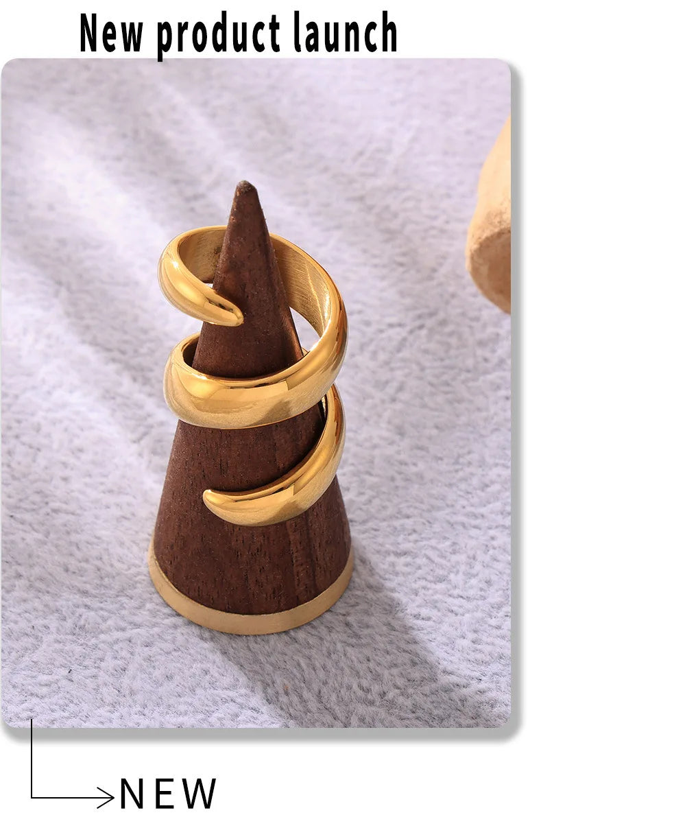 Fashion Spiral 316L Stainless Steel Rings For Women Men 18K Gold Plated Spring Shape Unisex Women's Men's Ring Couples Jewelry