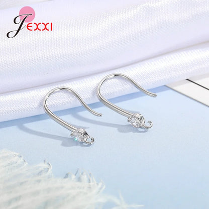 New Arrivals Sparkling Earrings Findings Real 925 Sterling Silver Color Earrings Components For Women Hand Making DIY Jewelry