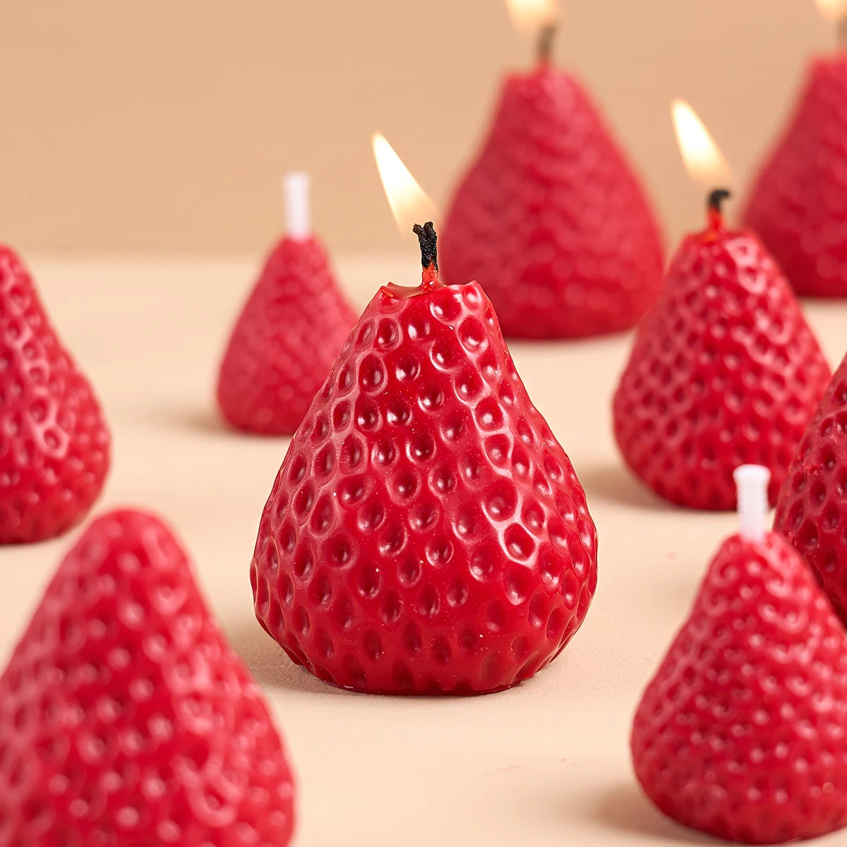 4Pcs Strawberry Shaped Silicone Candle Mold DIY Handmade Fruit Scented Candles Soap Craft Casting Molds Home Valentine's Day Dec