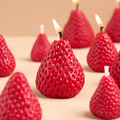 4Pcs Strawberry Shaped Silicone Candle Mold DIY Handmade Fruit Scented Candles Soap Craft Casting Molds Home Valentine's Day Dec