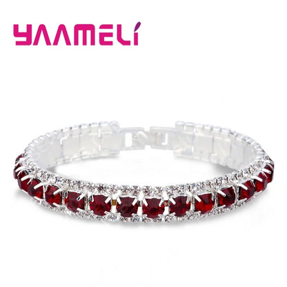Top Sale 925 Sterling Silver Color Bracelet Full AAA Zircon Austrian Crystal Femme Women Link Chain Jewelry Bangles 14 Colors