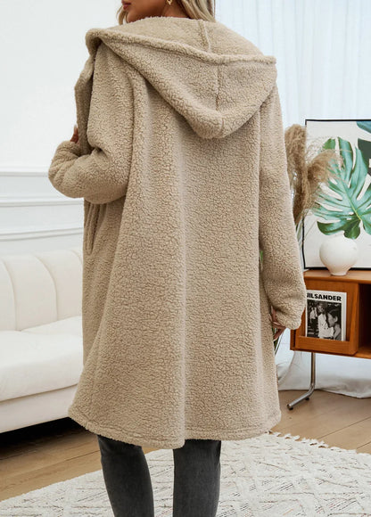 2024 Autumn and Winter Temperament Casual Loose Hooded Knitted Jacket Women's Clothing Пальто Женское