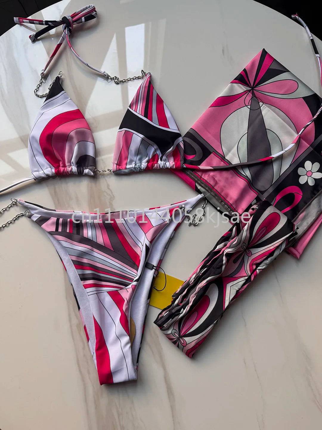 Luxury Design Women's Black Red Scarf Bikini Sets Letter Signature Logo Beachwear Designer Brand Lady Headband Swimsuit Swimwear