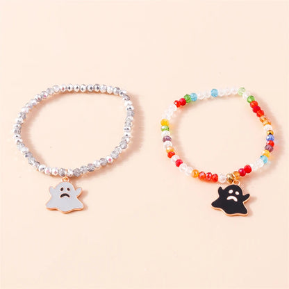EtherealBe Bohemian Halloween Ghost Bracelet Set with Colorful Beads and Cute Ghost Charms