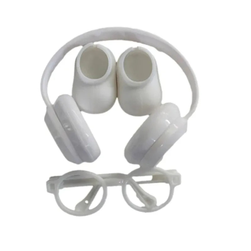 LABUBU clothes three piece set of headphones, glasses, and shoes, daily outfit matching, labubu accessories (without dolls)
