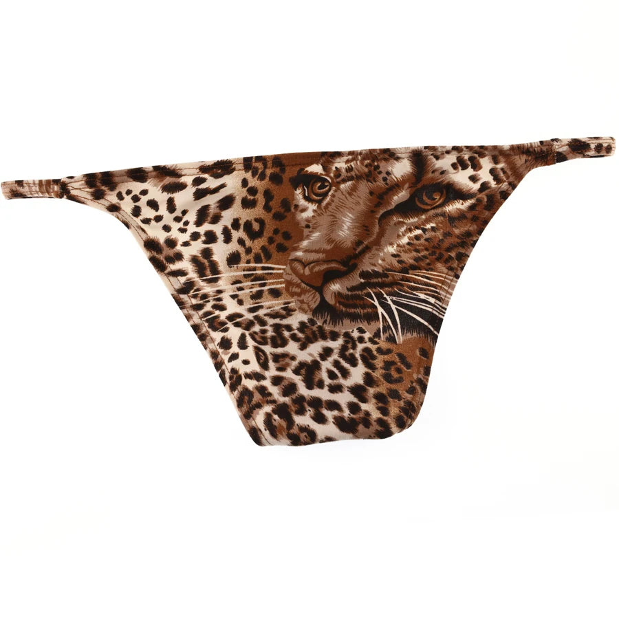Fashion Leopard Print Men Underwear Silk Breathable Sexy Men's Briefs Panties Male Underpants Low Waist Gays Men Briefs