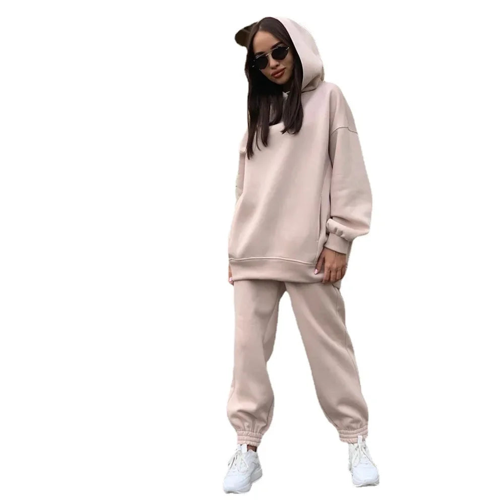 autumn tracksuit outfit set Women Two Piece Set hoodies Hooked Leisure Wide Leg Long Pants Sets Slim Fit Office Ladies Autumn