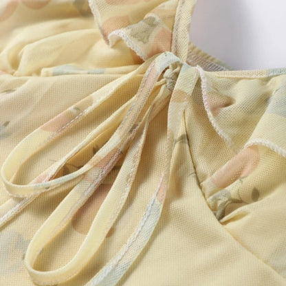 Summer Flower Printed Women's Sexy Low-cut Dress Sleeveless Backless Slim Sling Dresses 2025 Beach Vacation Lady Vestidos