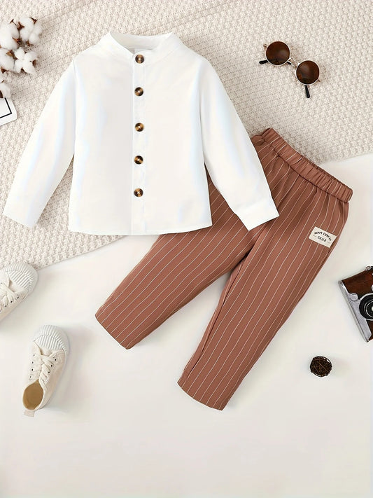 Spring   And   Autumn  1-6  Years  Old  Cool  Boys  Shirt   Striped   Trousers   Gentleman's   Suit