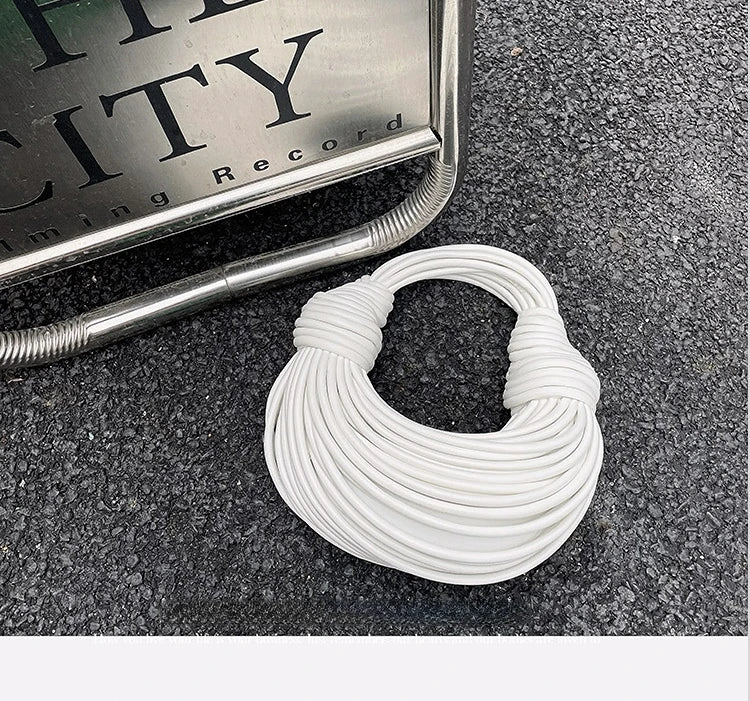 Handbags for Women 2023 New in Gold Luxury Designer Brand Handwoven Noodle Bags Rope Knotted Pulled Hobo Silver Evening Clutch