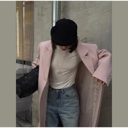 Single Breasted Women 's Winter Jacket Elegant Laple Pockets Thicken Full Sleeve Coats Female 2025 Autumn Winter Woman clothes