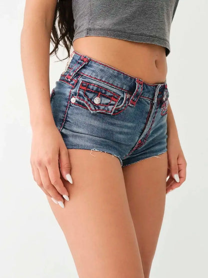 EtherealBe Blue Jean Shorts with Contrast Stitching
