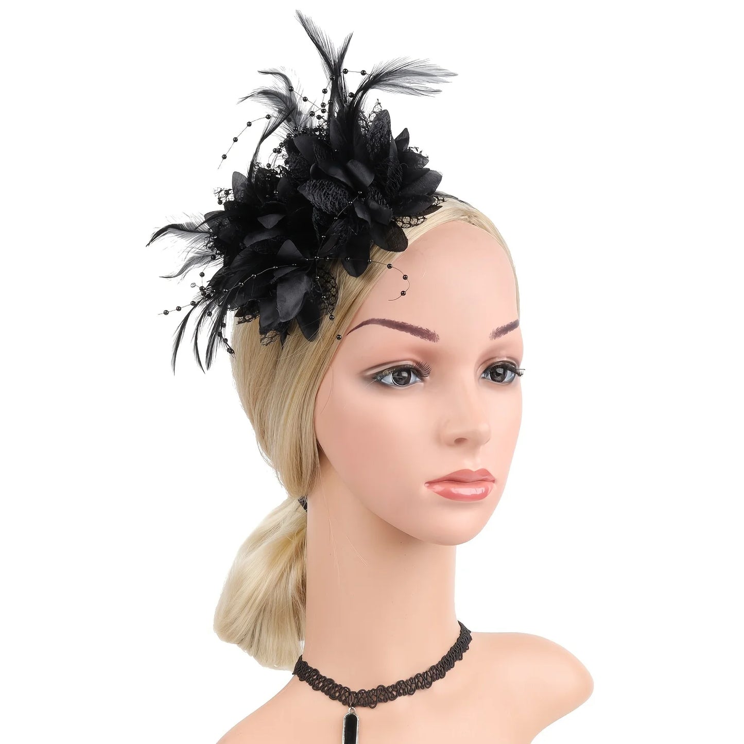 1pc Fascinator Hats For Women Feather Headband Kentucky Headpiece Gatsby Derby Hat For Cocktail Wedding Tea Party