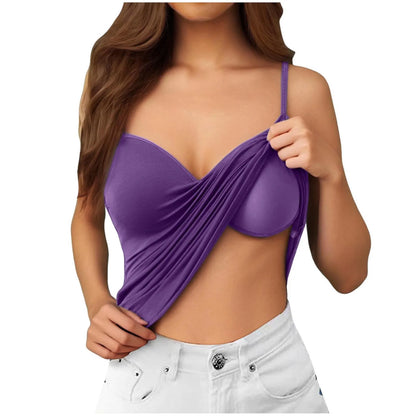 Plus Size Lace Tops For Women Casual Basic Solid Color Camisole Top Built In Bra Spaghetti Strap Womens V Neck Vest Summer