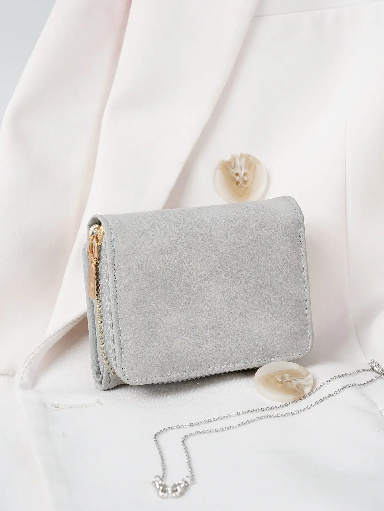 1pc Ladies' Short Wallet Suitable For Work & Business ID Card Credit Card For Christmas Gift For Young Girls Women White-Collar