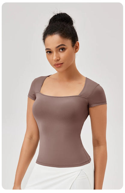 Yoga Tops Women Gym Training Sport Tops Quick-Dry Yoga Shirts Short-sleeved Outdoor Running Fitness Casual Sports T-shirt