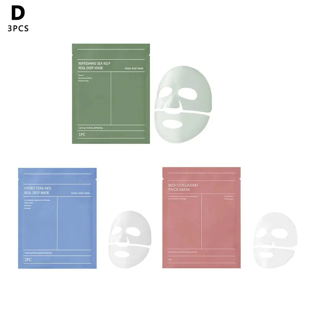 3pcs Bio-Collagen Face Mask Deep Moisturizing Collagen Protein Hydrogel Soft Gel Mask Skin Care Products