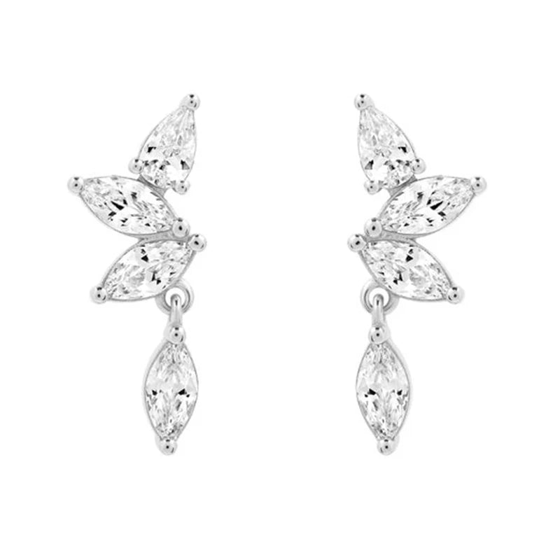 925 Sterling Silver Ear Needle Geometric Zircon Metal Earrings for women Shiny Crystal Luxury Small Stud Fashion Wedding Jewelry
