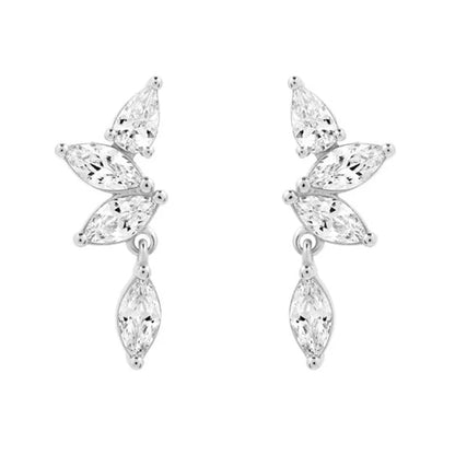 925 Sterling Silver Ear Needle Geometric Zircon Metal Earrings for women Shiny Crystal Luxury Small Stud Fashion Wedding Jewelry