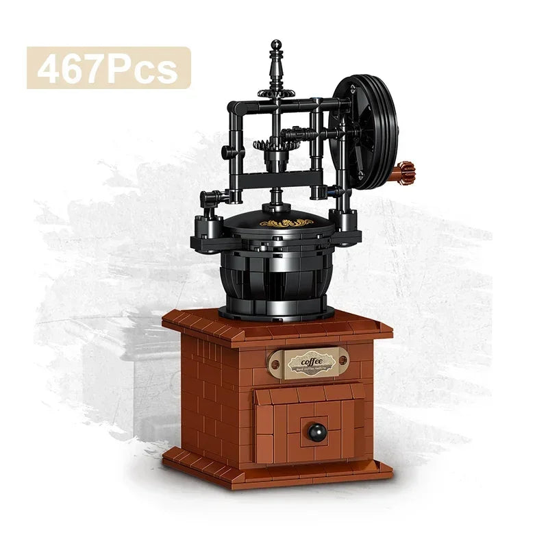 Classic Creative Coffee Machine Mini Diamond Model Building Blocks MOC Construction Bricks Collection Toy Children Xmas Gift