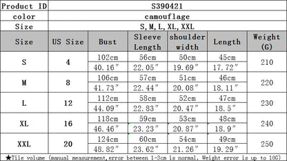 Women's Clothes Coats Casual Fashion Camouflage Print Large Pocket Lapel Long Sleeve Short Jacket for Women