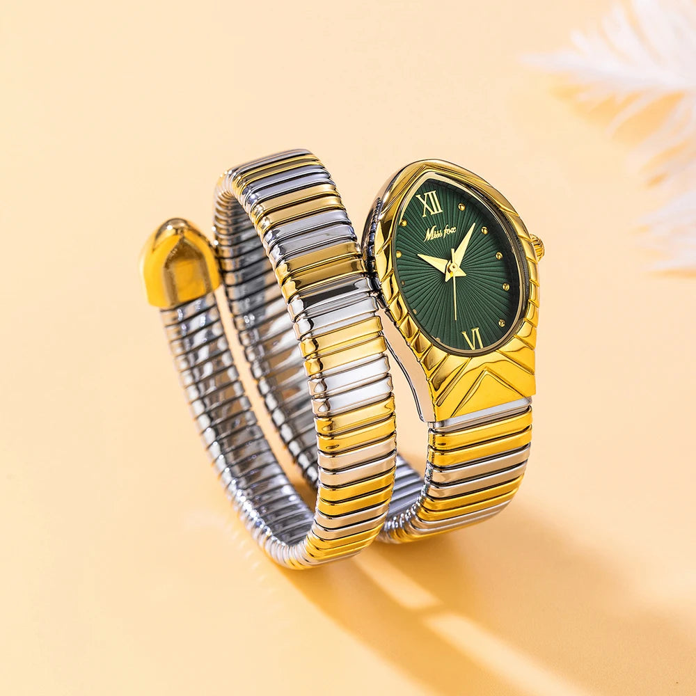 Top Brand MISSFOX Women's Watches New Quartz Snake Shape Simple Ladies Watch Fashion Unique Strap Waterproof Wristwatches