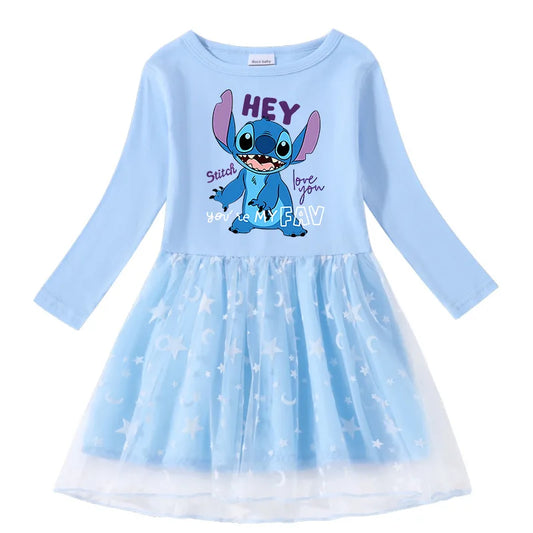 2024 New Summer Baby Girl Stitch Dresses Bag Headband Kids Christmas Party Halloween Cosplay Costume