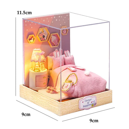 Handmade Wooden Miniature Doll House Kit 3D Puzzle Assembled Building Model Kit With LED Light DollHouses Toy For Christmas Gift