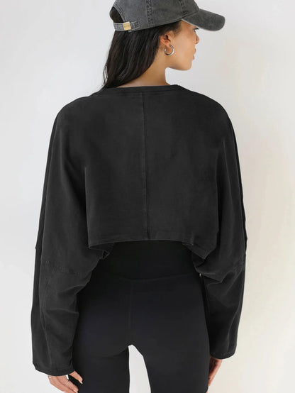 Autumn Winter Women's No Hat Hoodies Fashion O-neck Loose Long Sleeve Pullove Casual Workout Jogger Female Sexy Crop Sweatshirt