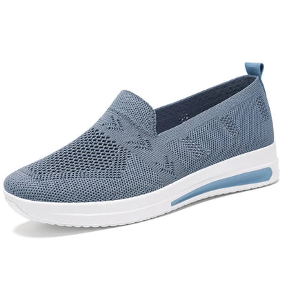 Autumn Women's Slip On Loafers Breathable Mom Soft Flats Classic Office Shoes Knitted Tennis Walking Shoes Sock Sneakers