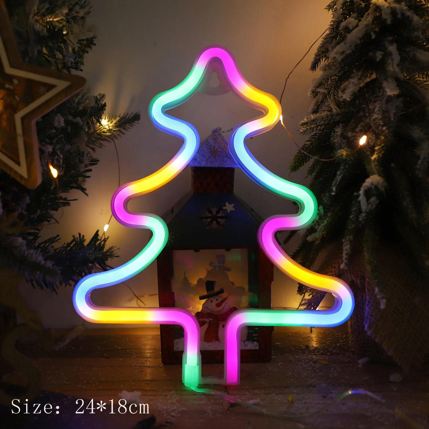 Christmas Gift Box Led Neon Sign Wall Light Santa Claus Coming Bedroom Kids Living Room Bar Party Wedding Decoration Night Lamp