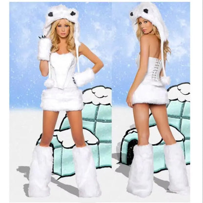 Sexy plush costume set for women with big tails, wolves, leopards, penguins, frogs, caterpillars, role-playing, winter Halloween