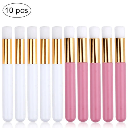 EtherealBe Makeup Brush Set for Eyelash Care with 10 Pcs in White and Pink for Precise Application