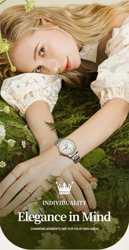 OLEVS Luxury Quartz Watch for Women Stainless Steel Elegant Women's Watches Luminous Waterproof Original Fashion Lady Wristwatch