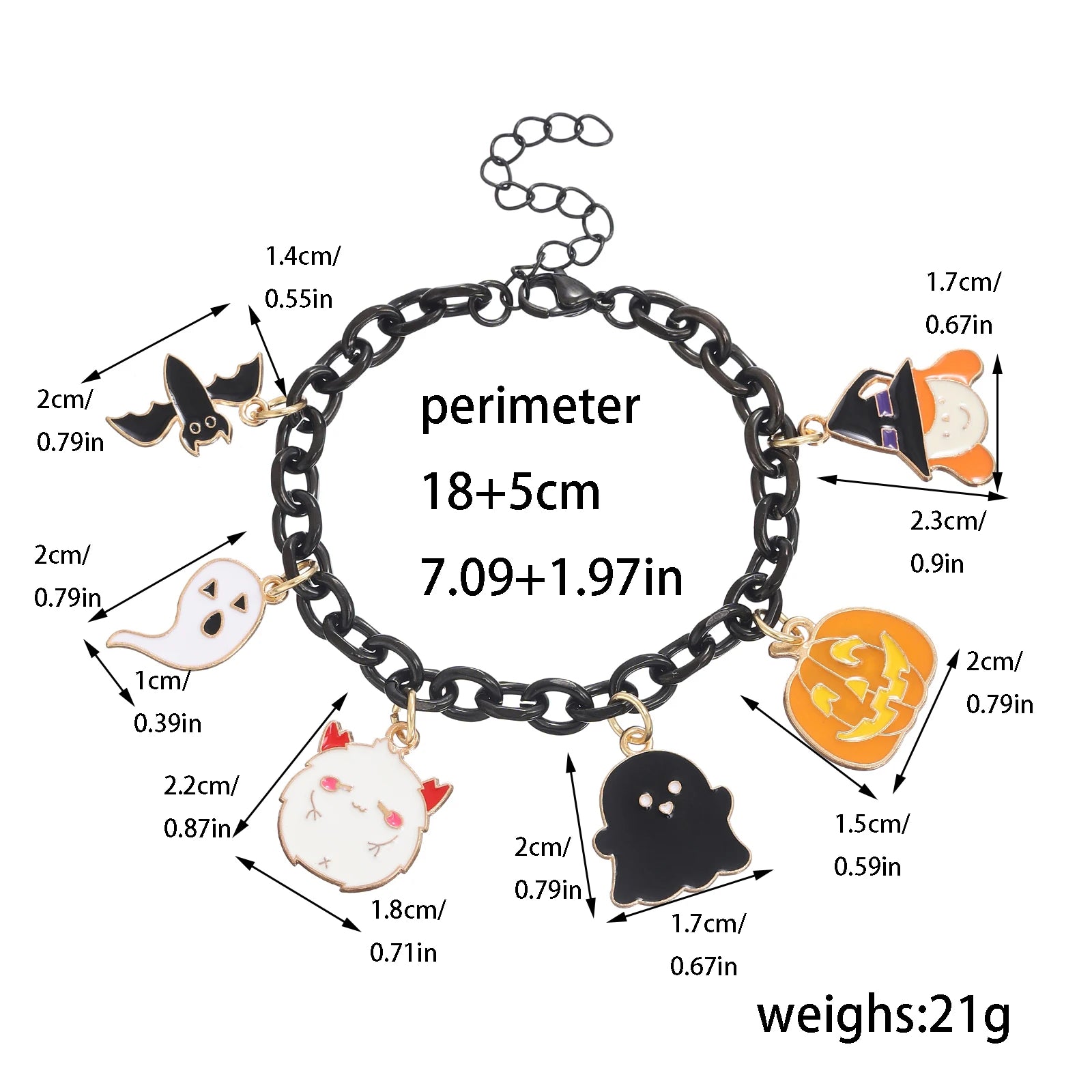 EtherealBe Halloween charm bracelet for women featuring spooky charms and adjustable length