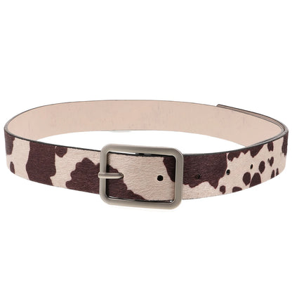 Cow Pu Belt Print Women's Belts Adjustable Elasticity for Pants Western Imitation Cowgirl Jeans Woman
