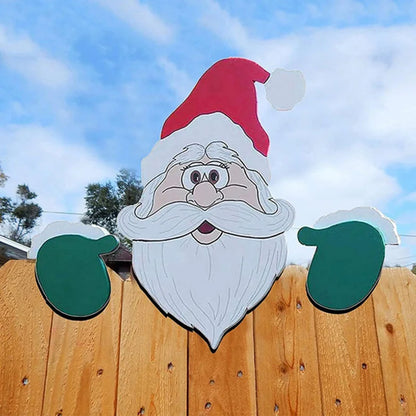 Creative DIY Christmas Fence Decor Cute Santa Claus Fence Peeps Outdoor Garden Patio Fence Lawn Sign Decoration 2025 Navidad
