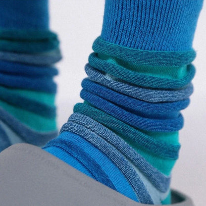 Autumn Winter Fashion For Woman Concave Convex Three-dimensional Stripes Colorful Cotton Socks Mid Tube Soft Sport Casual Sox