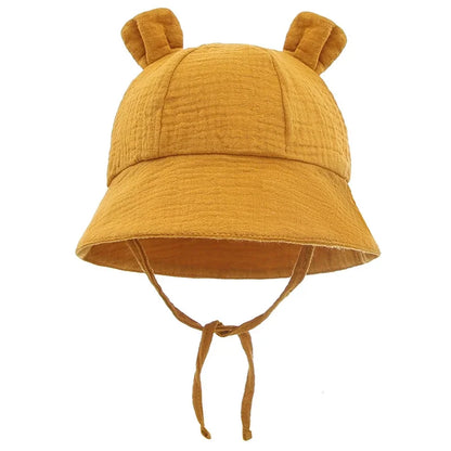 Spring Autumn Solid Color Soft Baby Bucket Hat Cotton Fisherman Hats Kids Summer Toddler Boy Girls Panama Sun Cap Children 0-12M