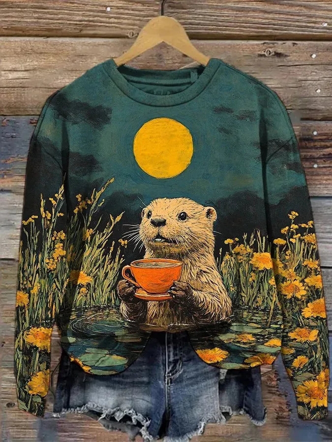 Fashion Women's Art Printed Sweatshirt 3D Print O-Neck Long Sleeve Tops Summer Casual Women's Clothing Apparel Y2K Streetwear