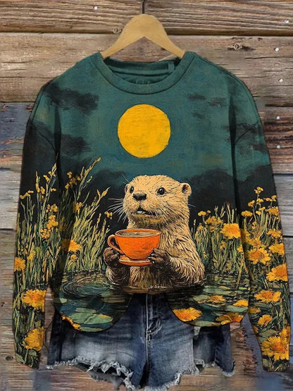 Fashion Women's Art Printed Sweatshirt 3D Print O-Neck Long Sleeve Tops Summer Casual Women's Clothing Apparel Y2K Streetwear