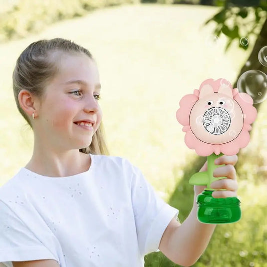 Bubble Maker For Kids Electric Rechargeable Flower Bobble Toy Machine Summer Outdoor Garden Bubble Maker With Lights For Toddler