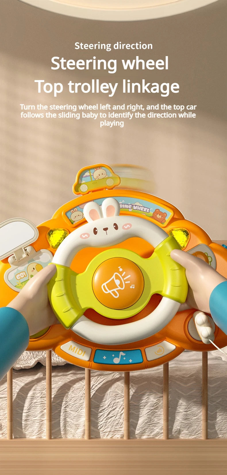 Baby Toy Electric Children's Steering Wheel Simulated Driving Car Steering Wheel LED Vocal Educate Toys Halloween Christmas Gift