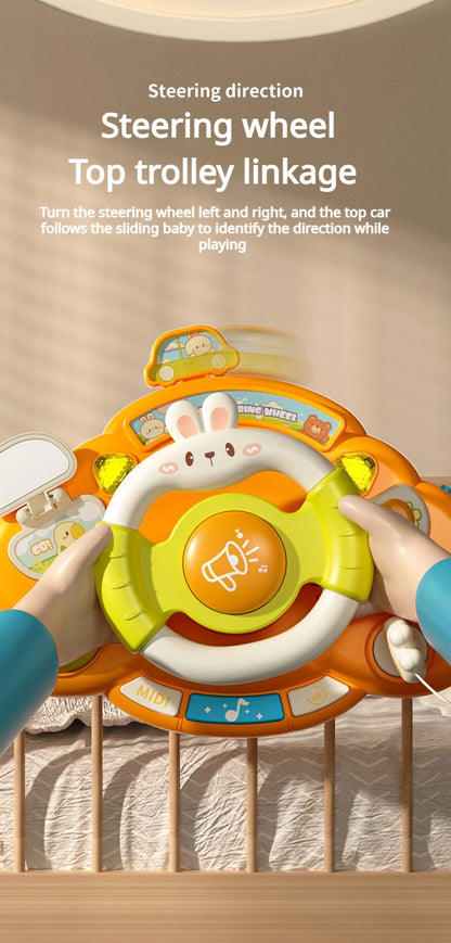 Baby Toy Electric Children's Steering Wheel Simulated Driving Car Steering Wheel LED Vocal Educate Toys Halloween Christmas Gift